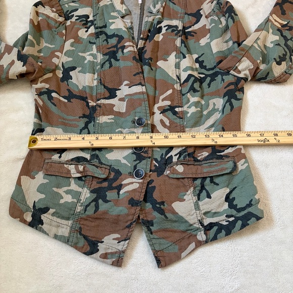 Free People Camo Army Cotton Fitted Blazer Jacket - Picture 12 of 15